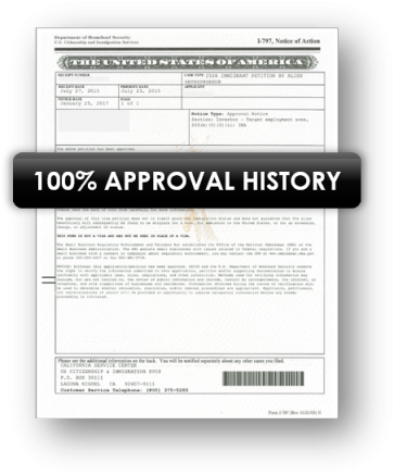 100percent-approval-history-document-i797-website-home USCIS I-526 100% Approval History Document with Label